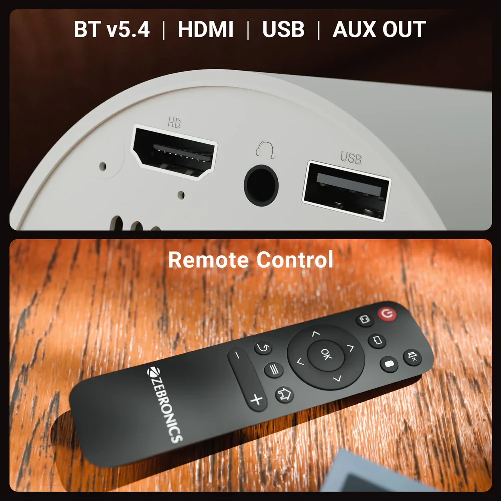 ZEBRONICS PROJECTOR 4K Support 4000 Lumens HDMI | USB | WiFi (PixaPlay 76B) view 3